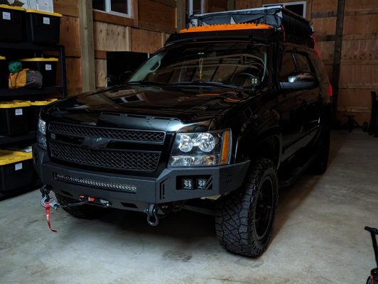 2007-2014 Chevy Tahoe Winch Bumper and Baseline Overland Roof Rack (1).jpg